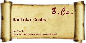 Barinka Csaba névjegykártya